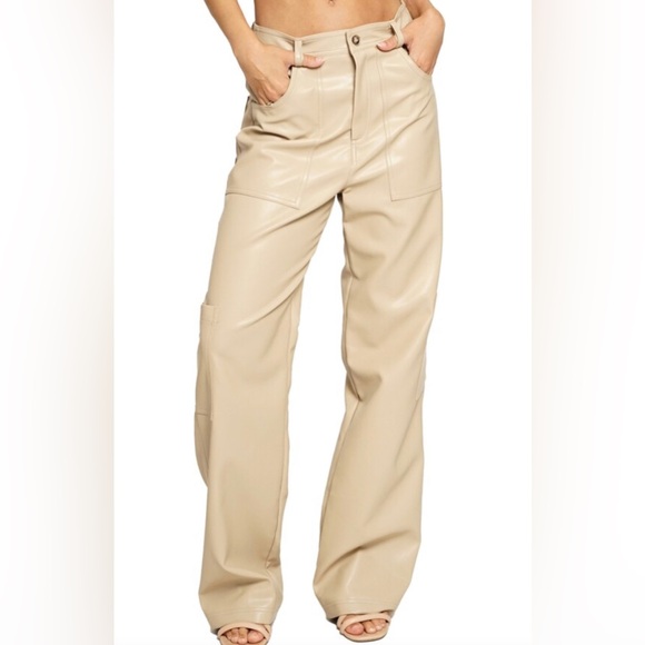 know one cares Pants - Know One Cares Faux Leather Cargo Pants
